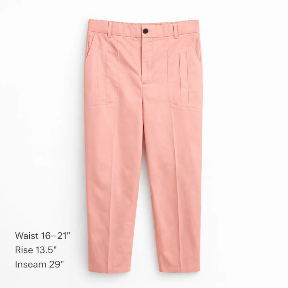 Women's Pink High Rise Trousers | Elastic Back Waist | Cotton Stretch - Picture 1 of 11